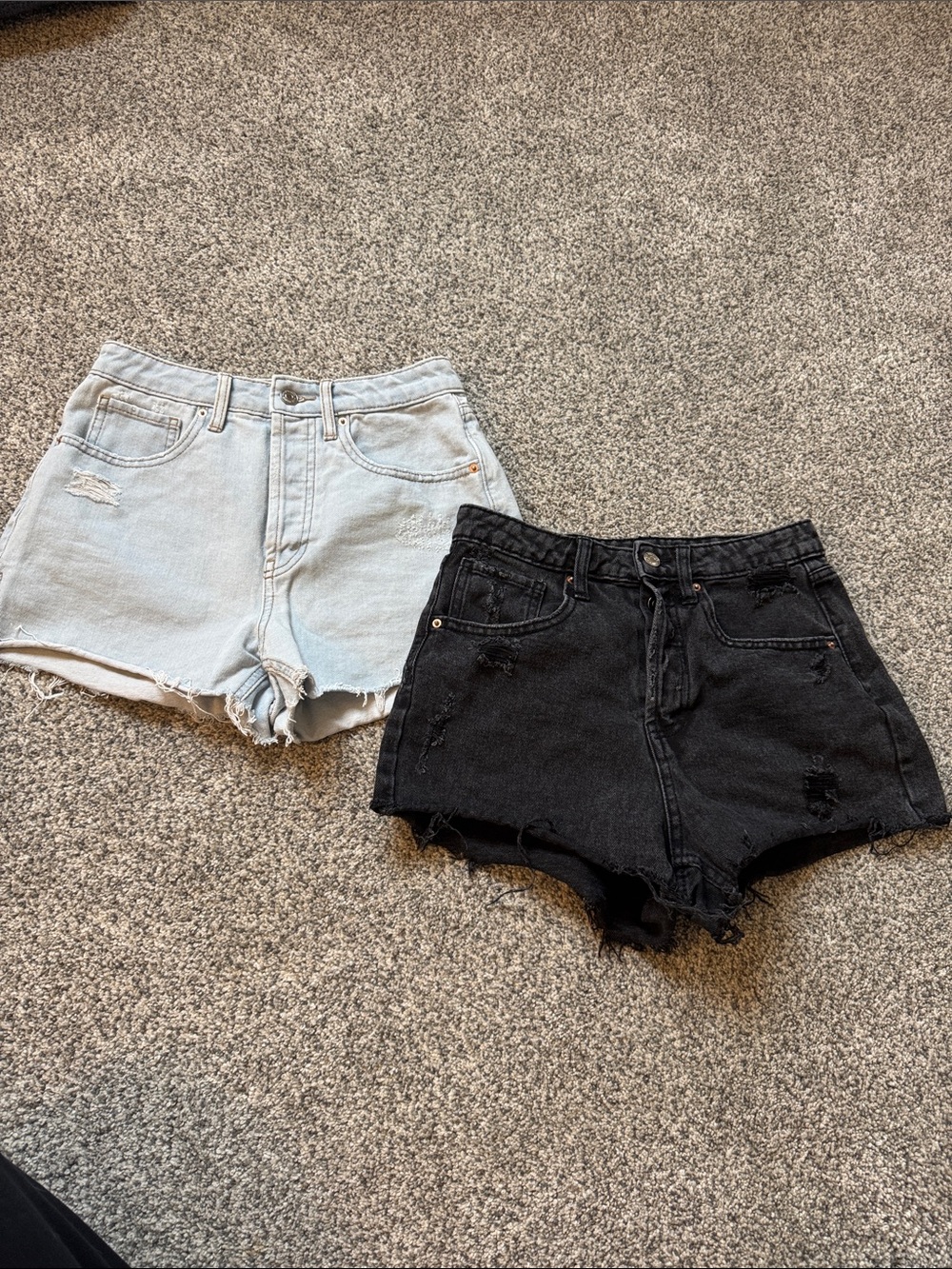 wild fable High-Waist Distressed Shorts in Black and Light Blue